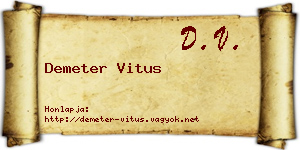Demeter Vitus névjegykártya